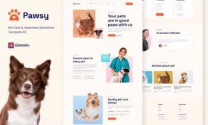 Pawsy – Pet Care & Veterinary Elementor Template Kit
