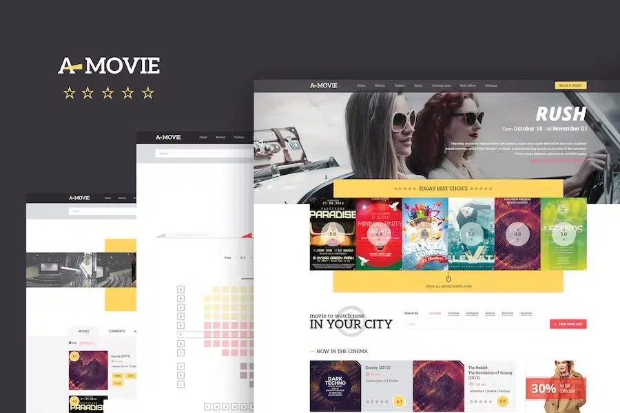 A.Movie – Cinema Movie HTML LESS Template