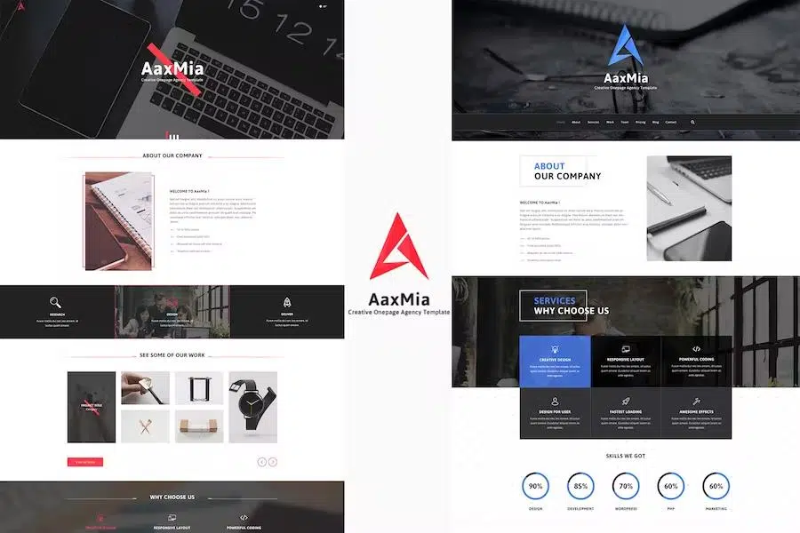 AaxMia – One page Creative Agency and Portfolio Template