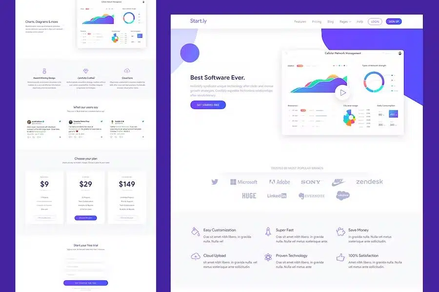 Software & SaaS App Landing Page Template – Startly