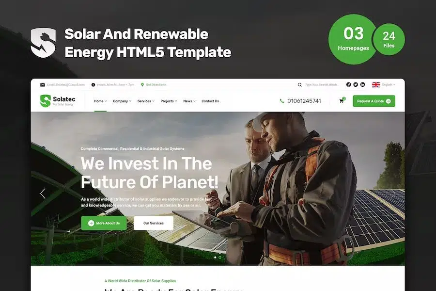 Solatec – Ecology & Solar Energy HTML5 Template
