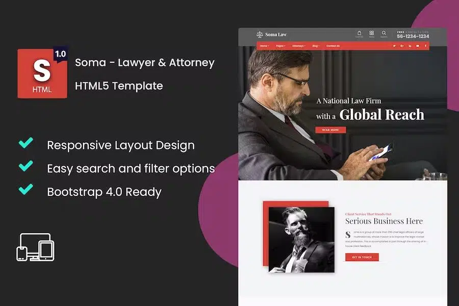 Soma – Lawyer & Attorney HTML5 Template