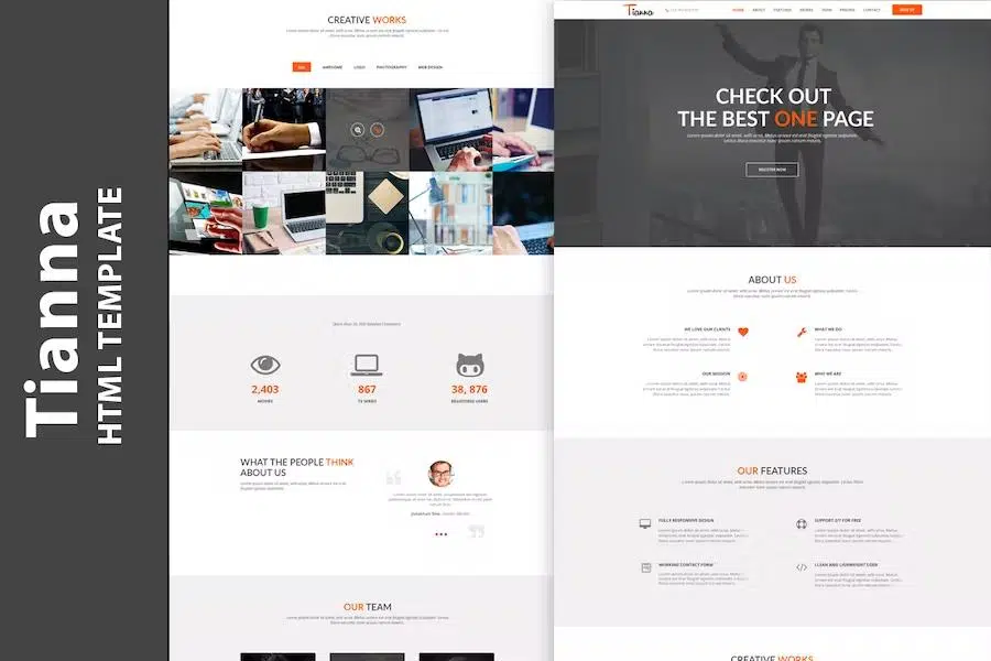 Tianna – One Page HTML5 Template