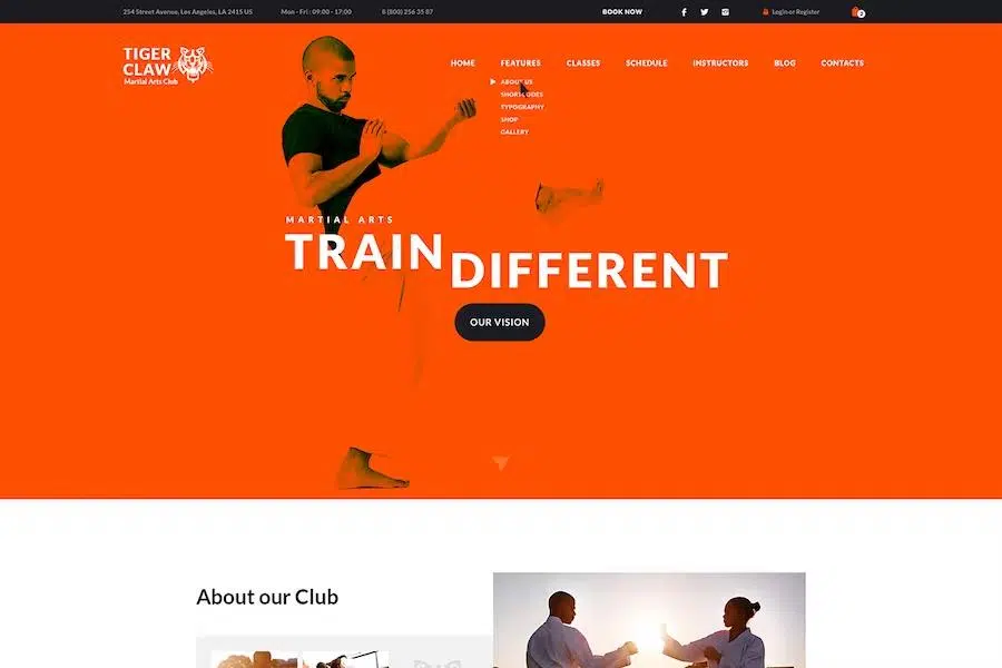 Tiger Claw – Martial Arts School and Fitness Center WordPress Theme