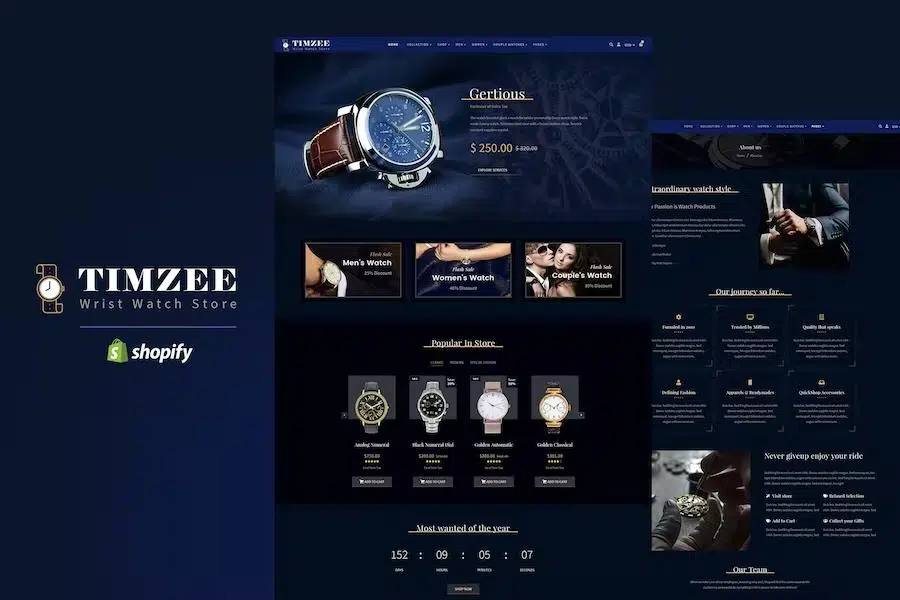 Timezee – Shopify Watch Store, Dark Jewelry Theme