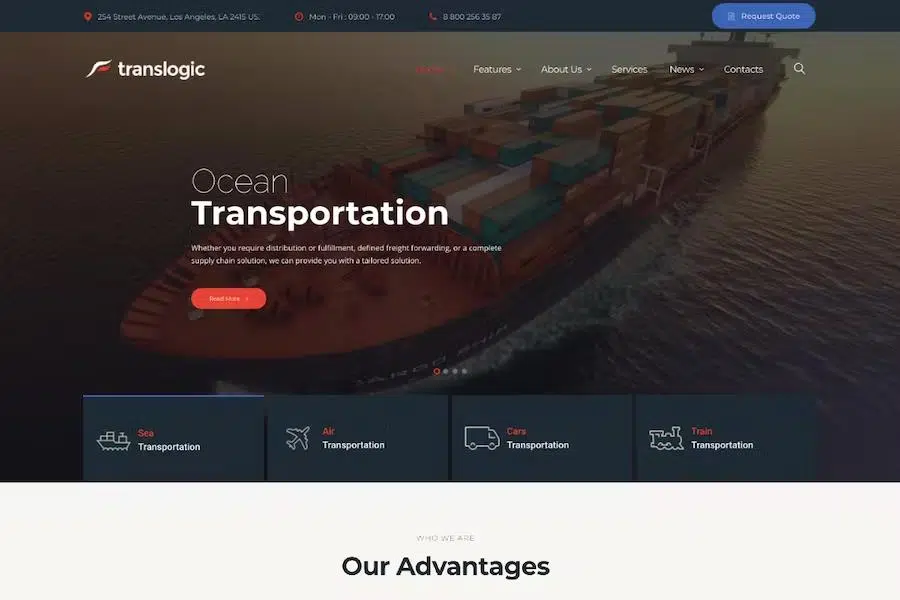 Translogic – Logistics & Shipment Transportation WordPress Theme