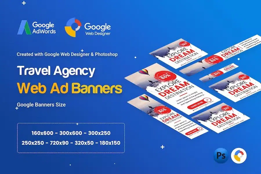 Travel Agency Banner Ad – GWD & PSD