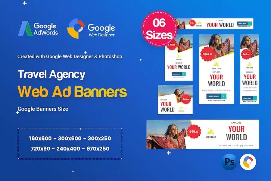 Travel Agency Banners HTML5 D56 Ad – GWD & PSD