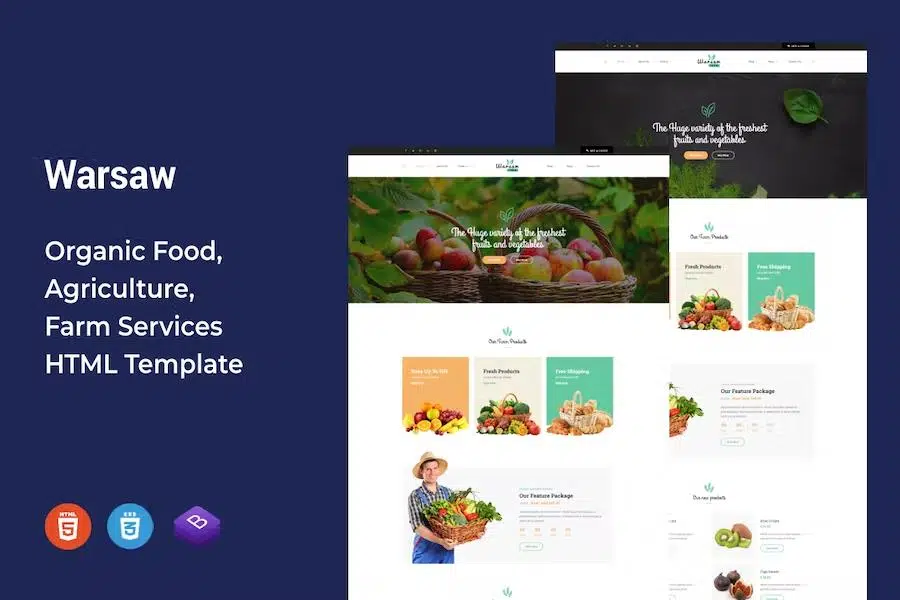 Warsaw – Organic Food, Agriculture, Farm Services and Beauty Products HTML Template