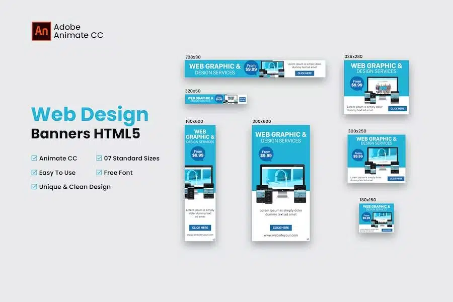Web Design Banner HTML5 – Animate CC