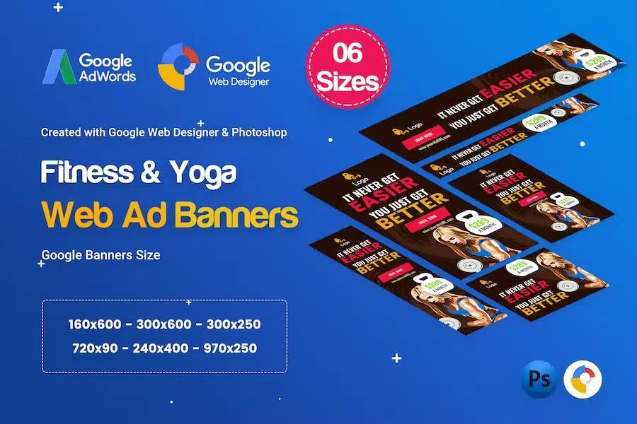 Yoga & Fitness Banners Ad D35 – GWD & PSD