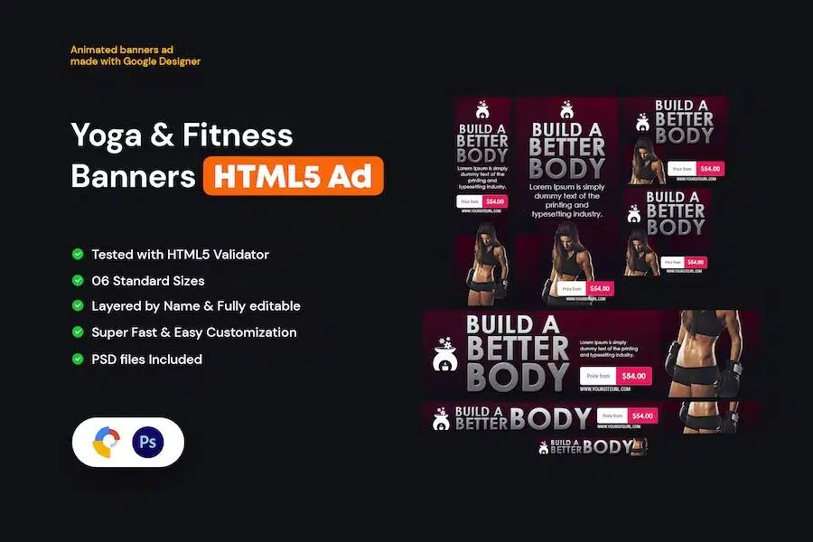Yoga & Fitness Banners HTML5